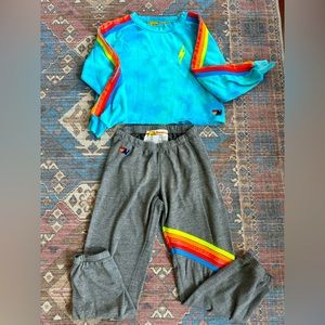 Aviator Nation ⚡️bolt⚡️set; neon 5-stripe, size women’s M